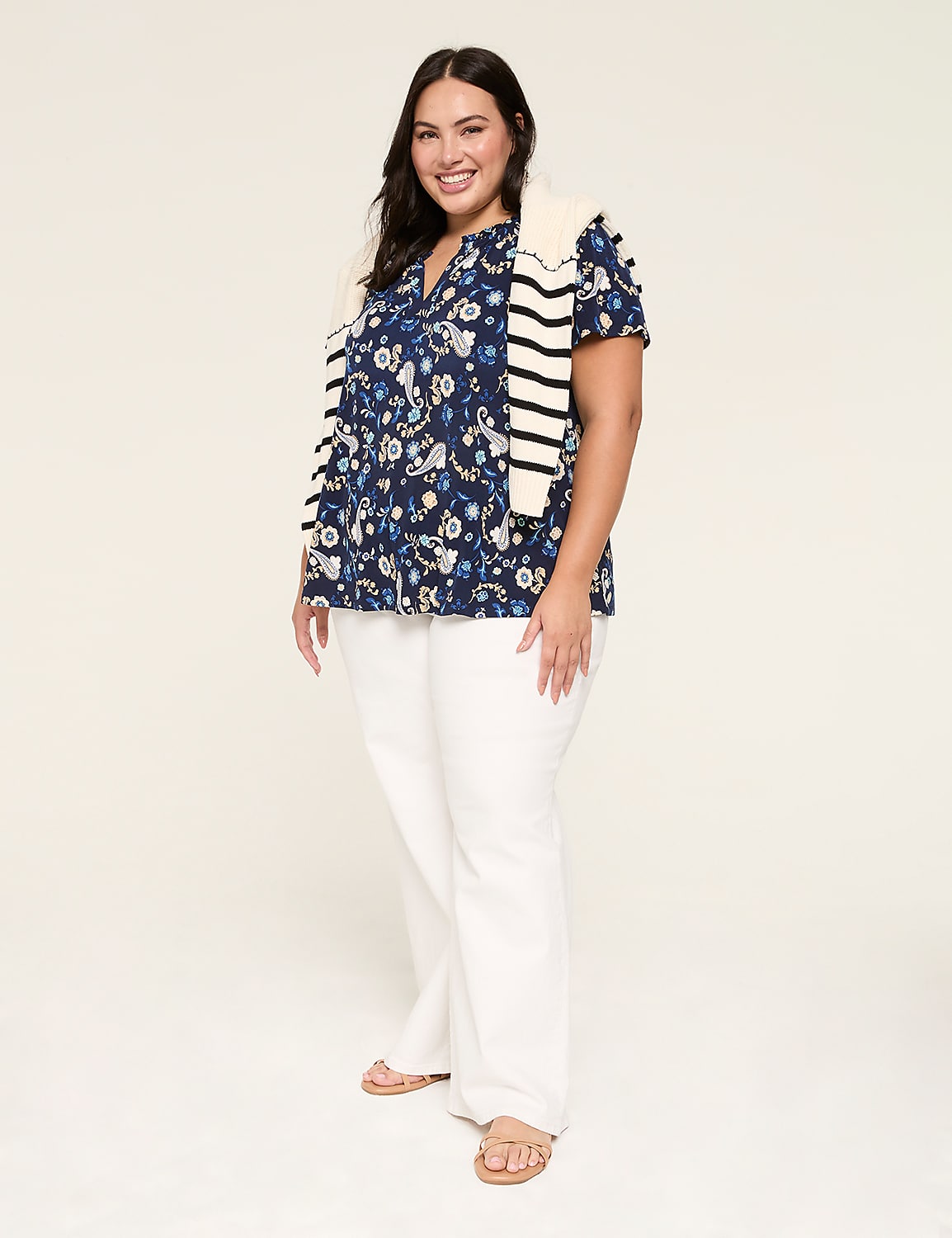 Ruffle Notch-Neck Top Product Image 3