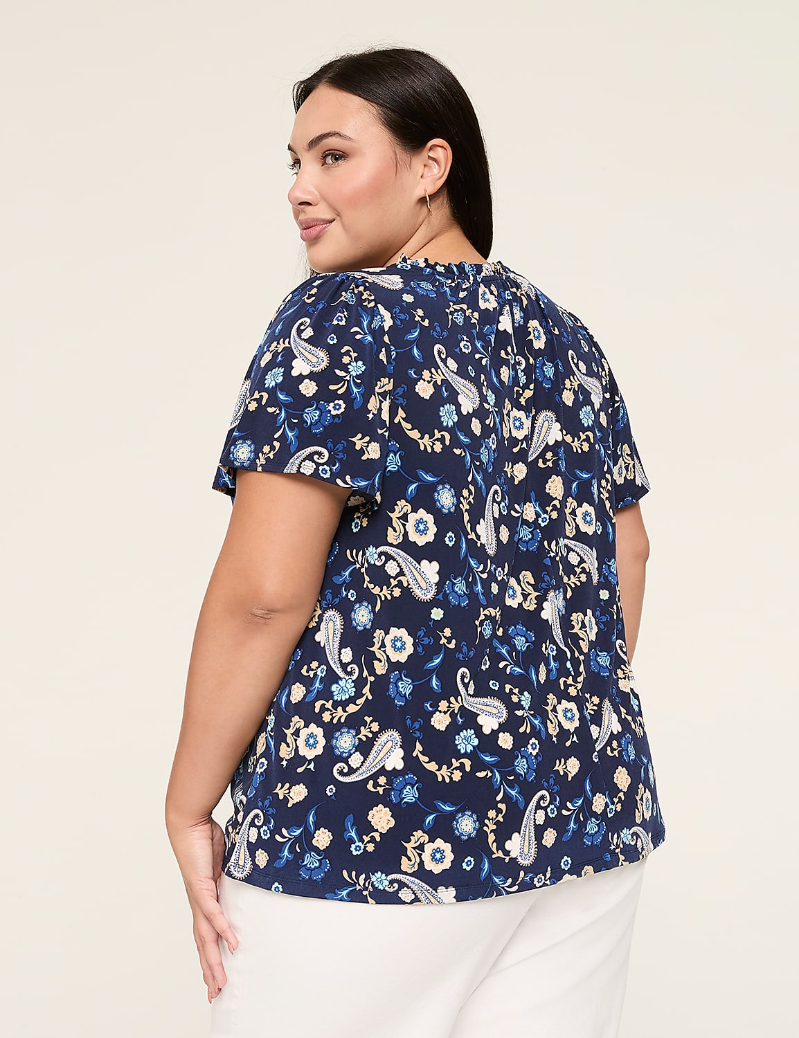 Ruffle Notch-Neck Top Product Image 2