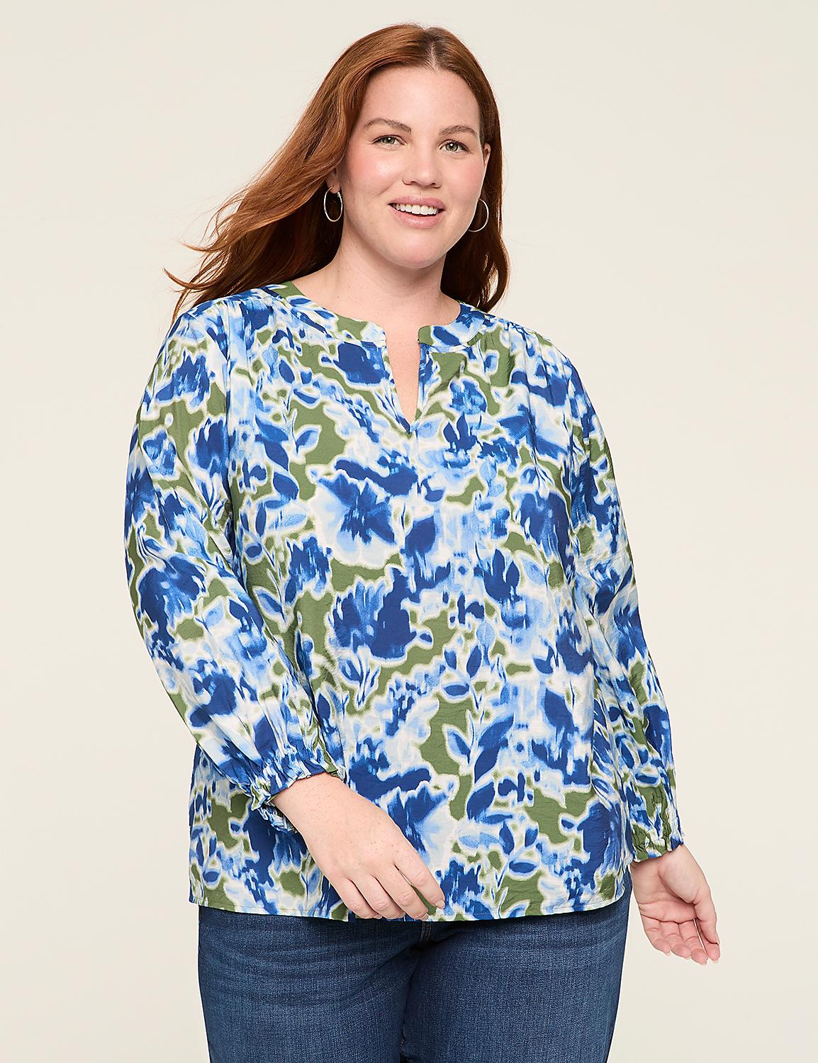 Split-Neck Popover Blouse Product Image 1