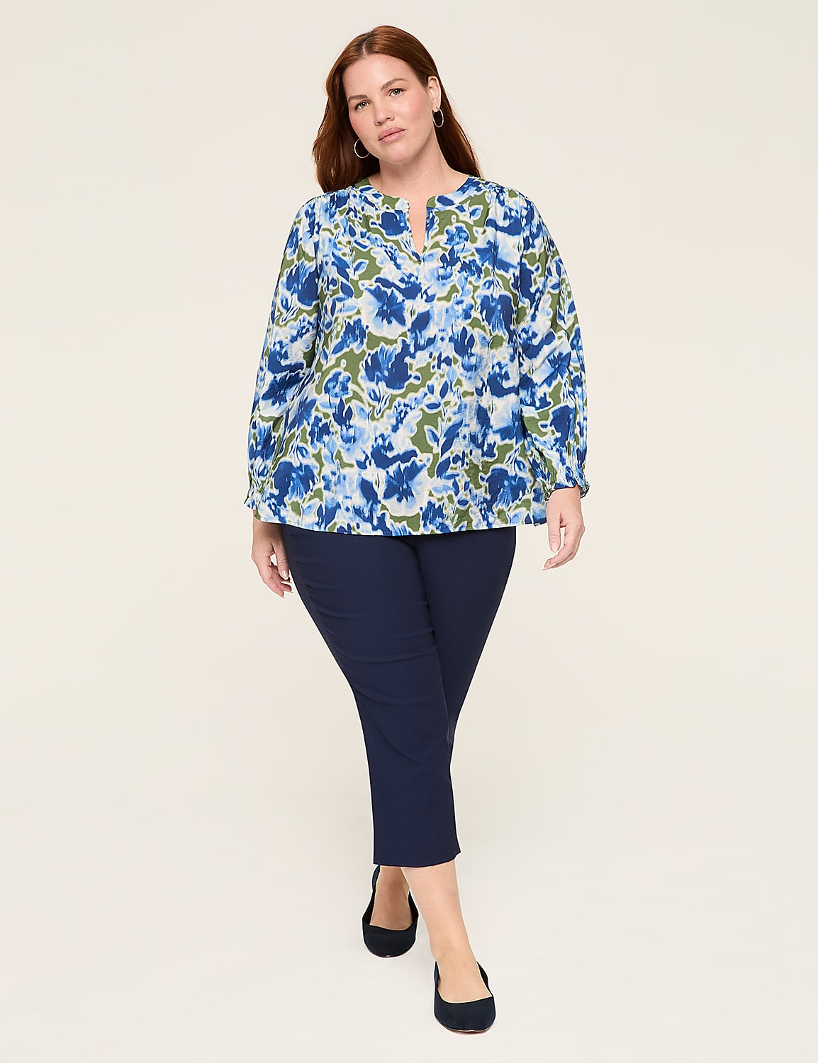 Split-Neck Popover Blouse Product Image 4