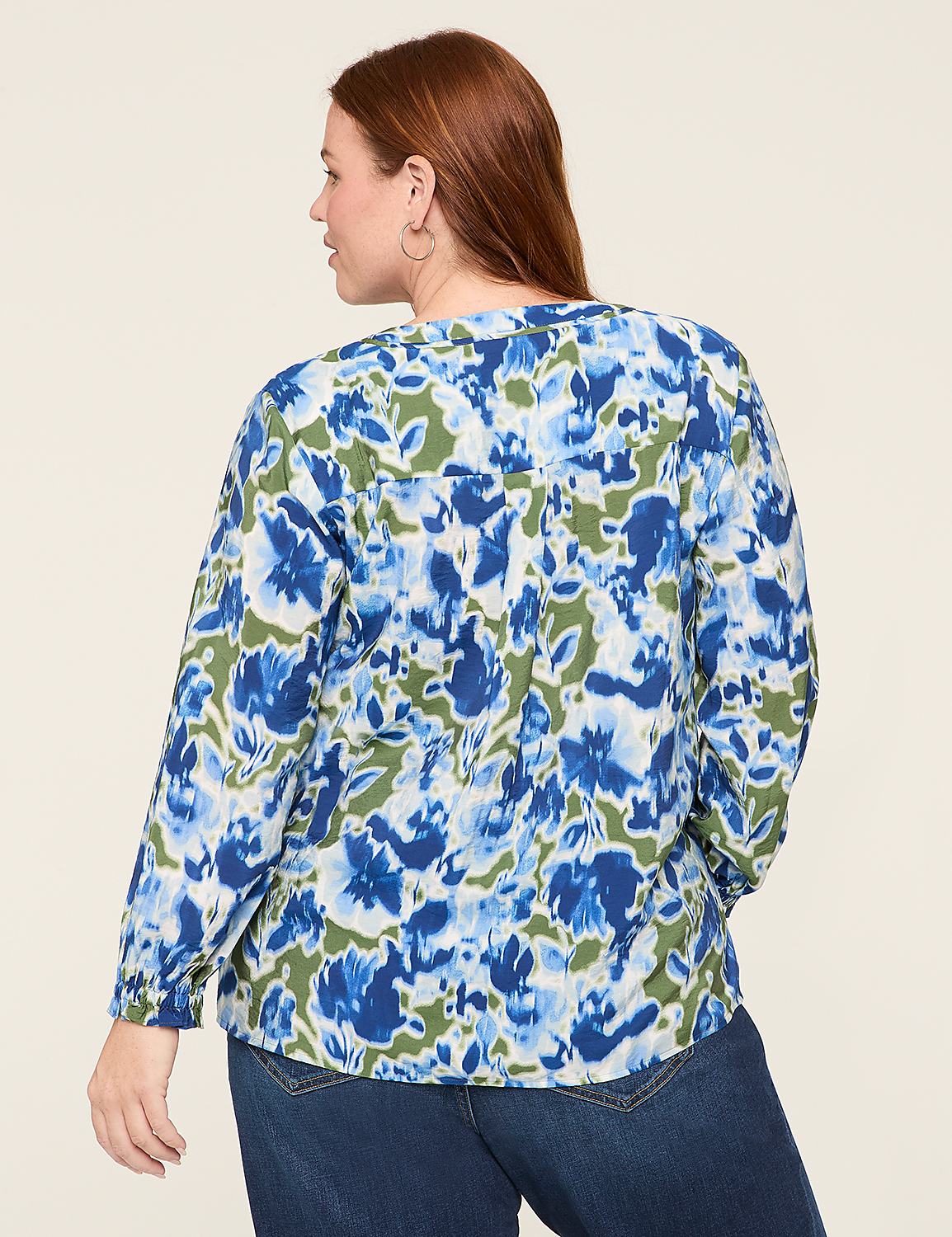 Split-Neck Popover Blouse Product Image 2