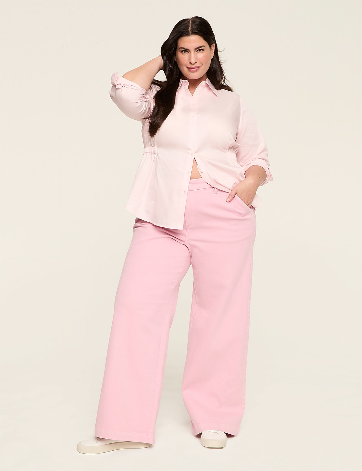 Relaxed Elastic-Waist Button-Down Shirt - thumbnail 6