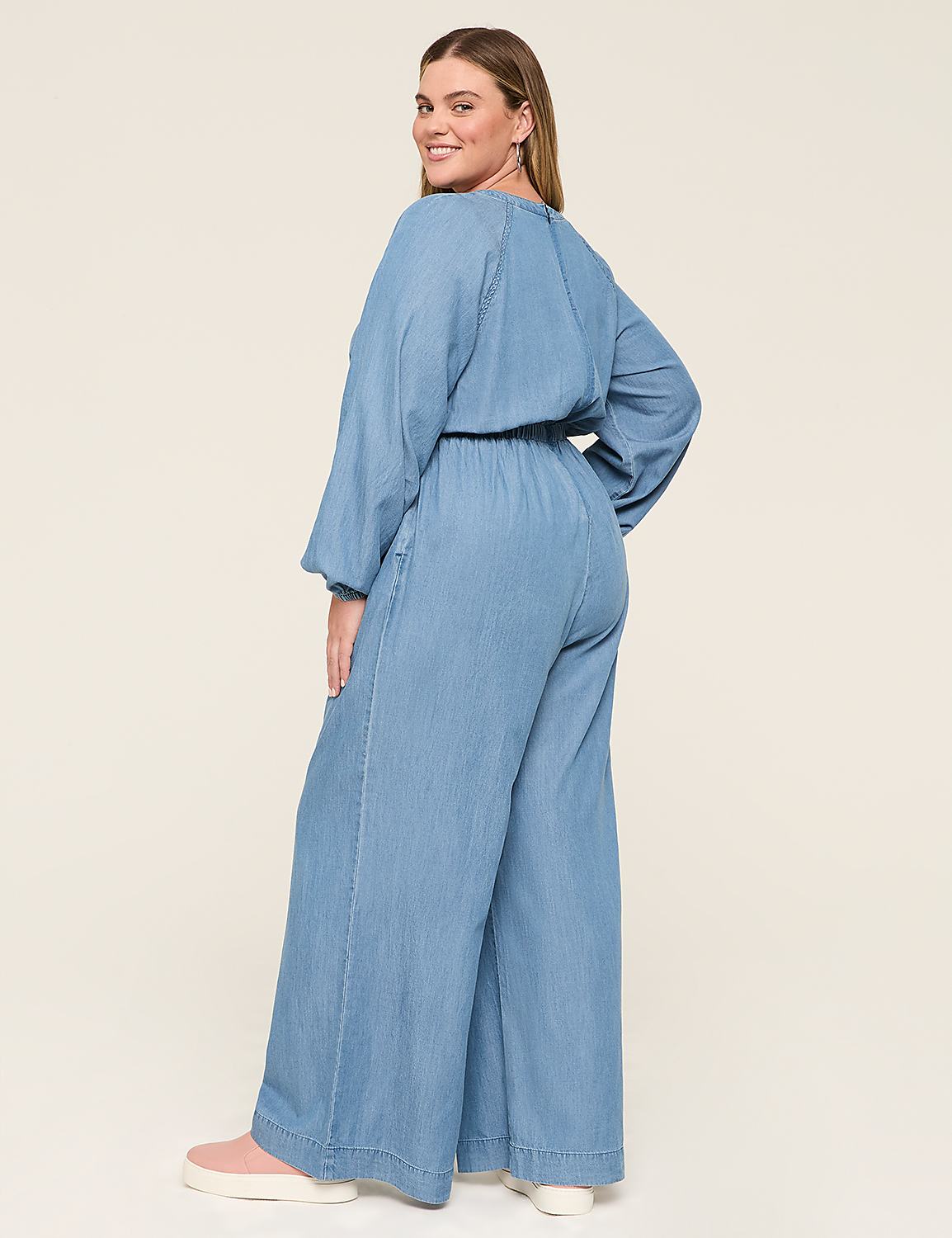 Chambray Long-Sleeve Jumpsuit Product Image 2