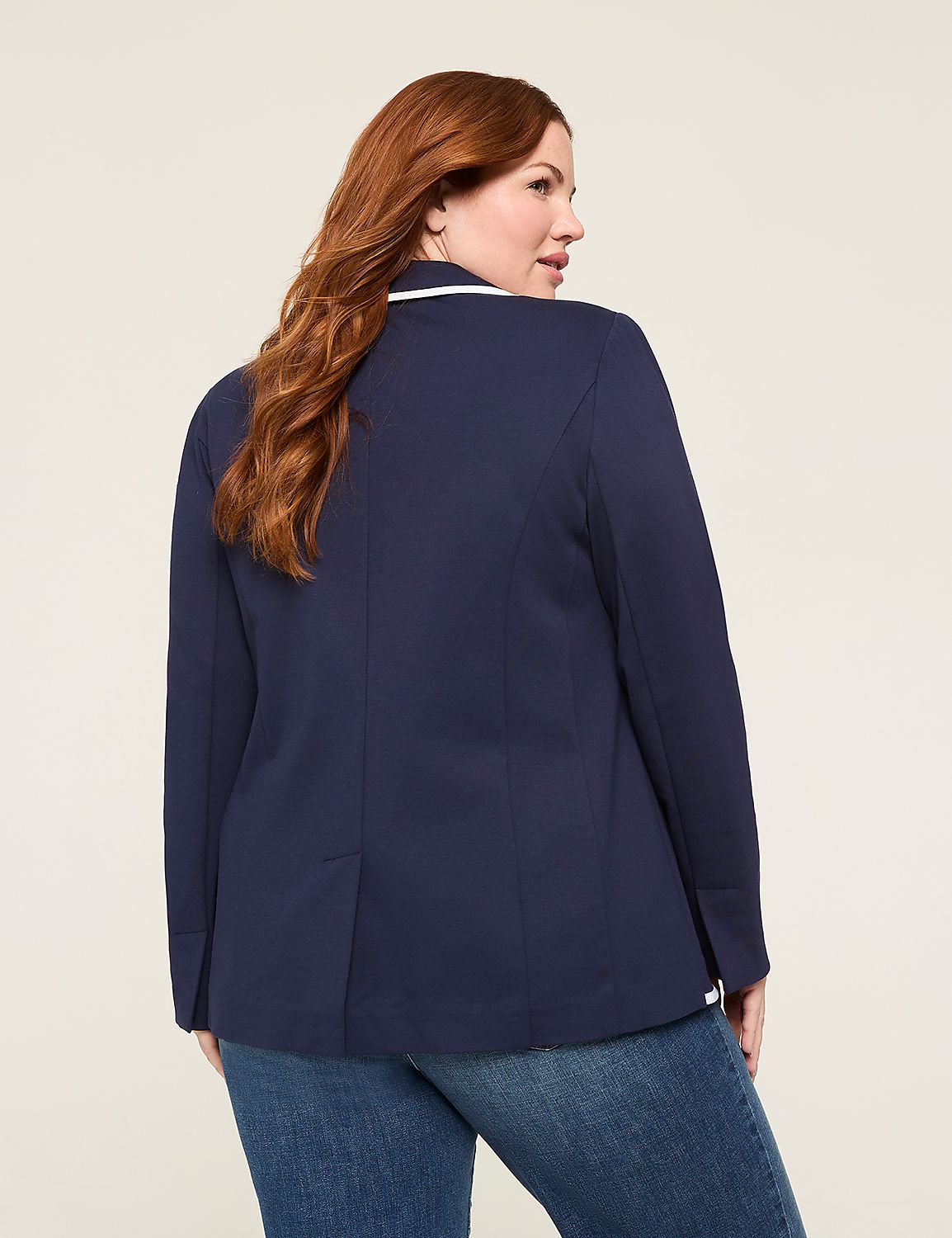 Ponte Contrast-Trim Blazer Product Image 2