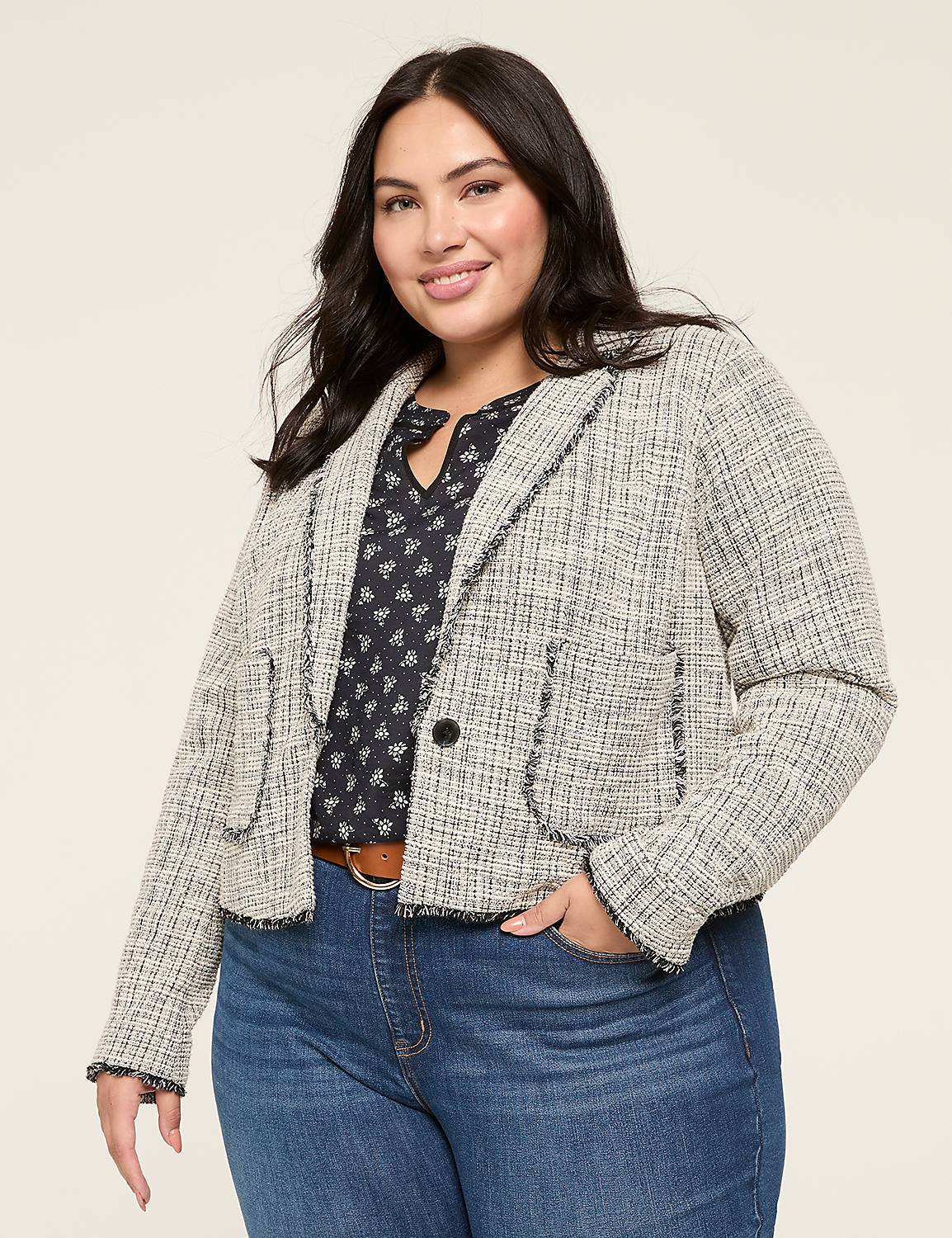 Knit Tweed Short Jacket Product Image 1