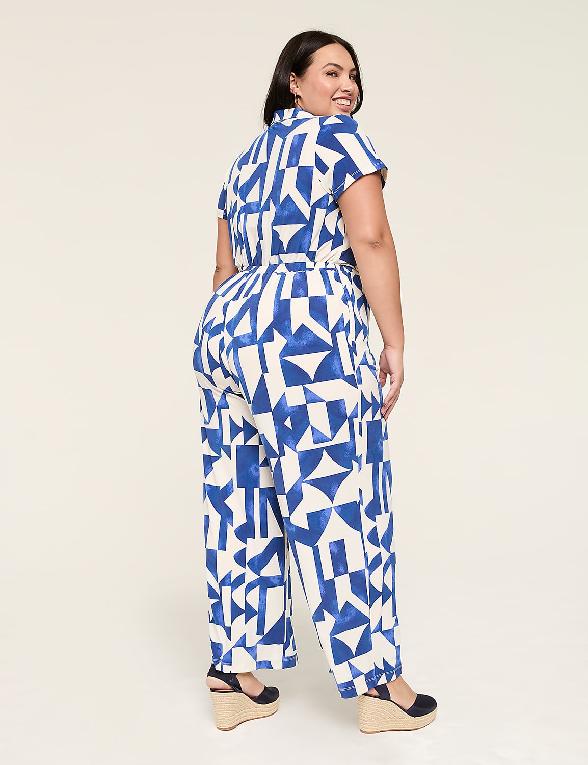 Collared Twist-Waist Jersey Jumpsuit Product Image 2