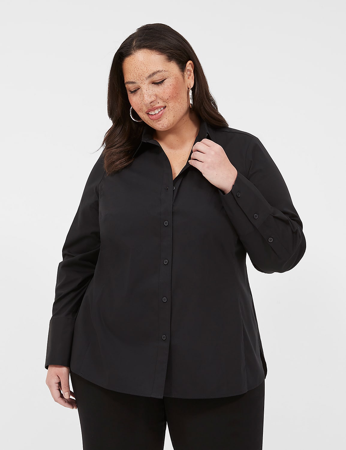 Button-Front No-Peek Girlfriend Shirt Product Image 1