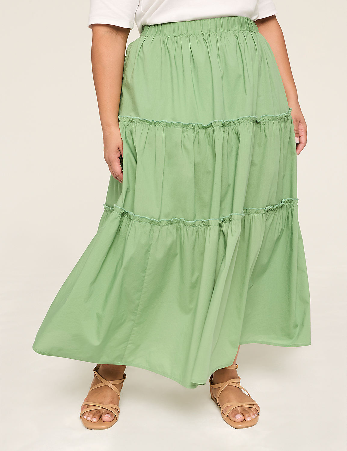 Poplin Tiered Maxi Skirt Product Image 1