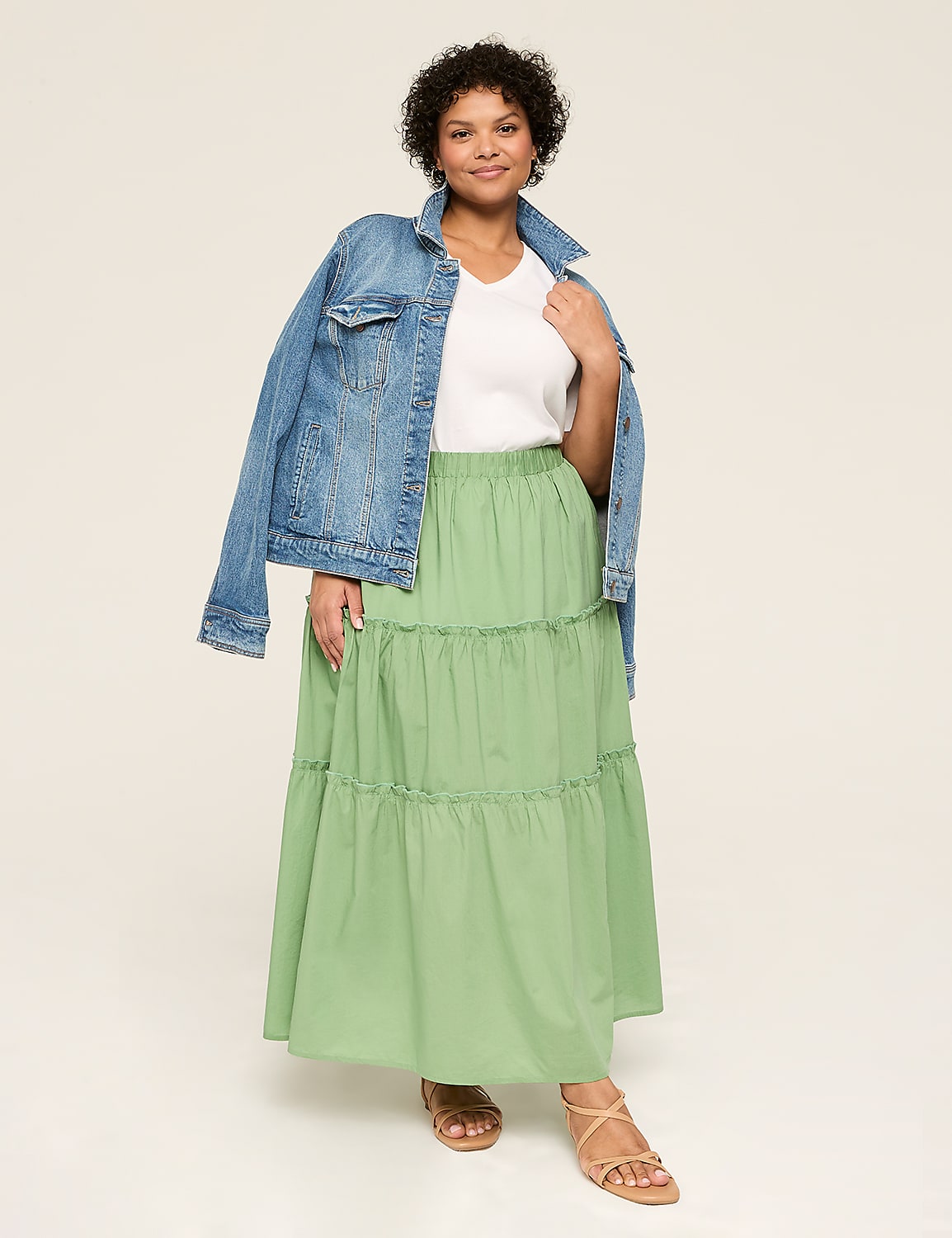 Poplin Tiered Maxi Skirt Product Image 3