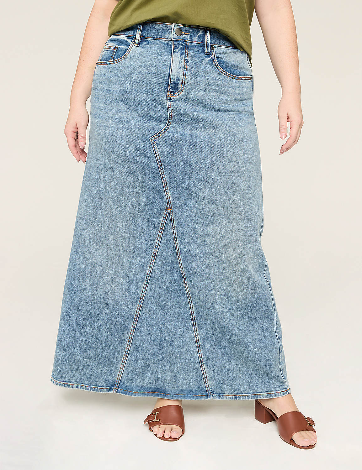 Denim High-Rise Maxi Skirt Product Image 1