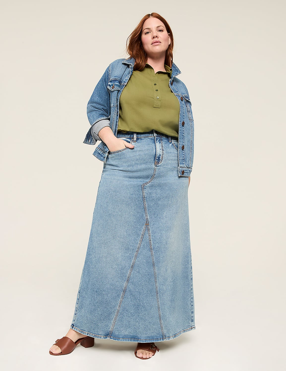 Denim High-Rise Maxi Skirt Product Image 3