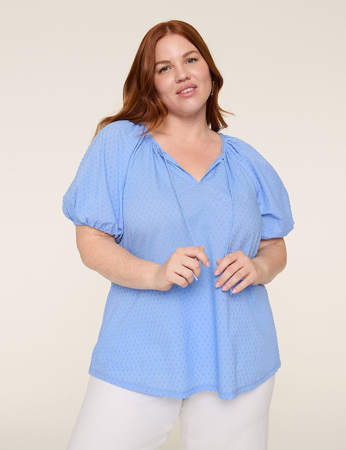 Clip Dot & Knit Peasant Top Product Image 1
