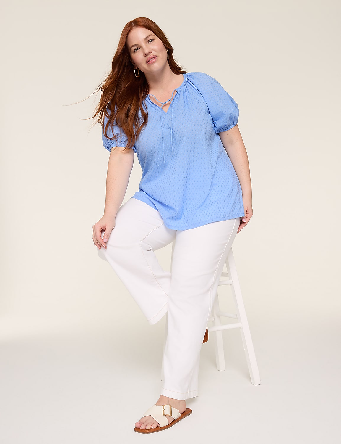 Clip Dot & Knit Peasant Top Product Image 3