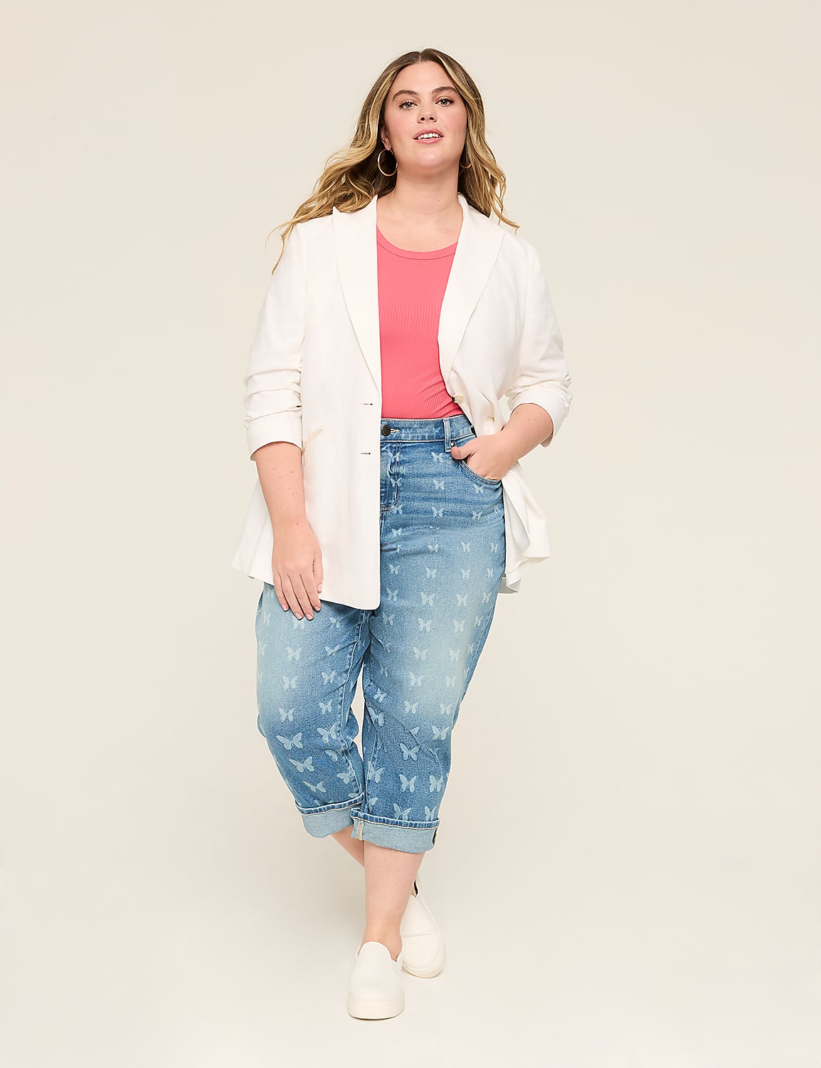 Linen 3/4-Sleeve Jacket Product Image 3