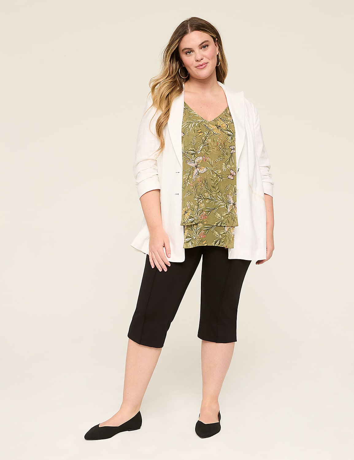Linen 3/4-Sleeve Jacket Product Image 4