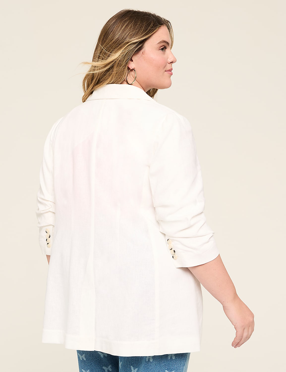 Linen 3/4-Sleeve Jacket Product Image 2