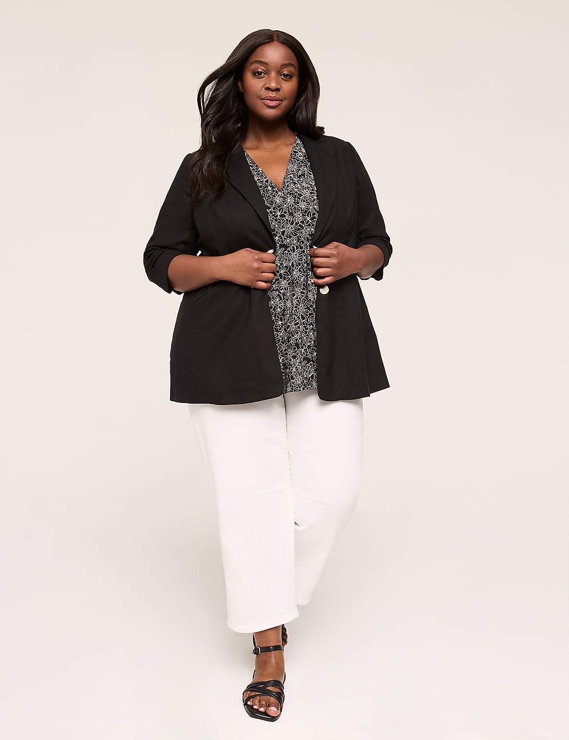 Cap-Sleeve Pleat-Front Top Product Image 3