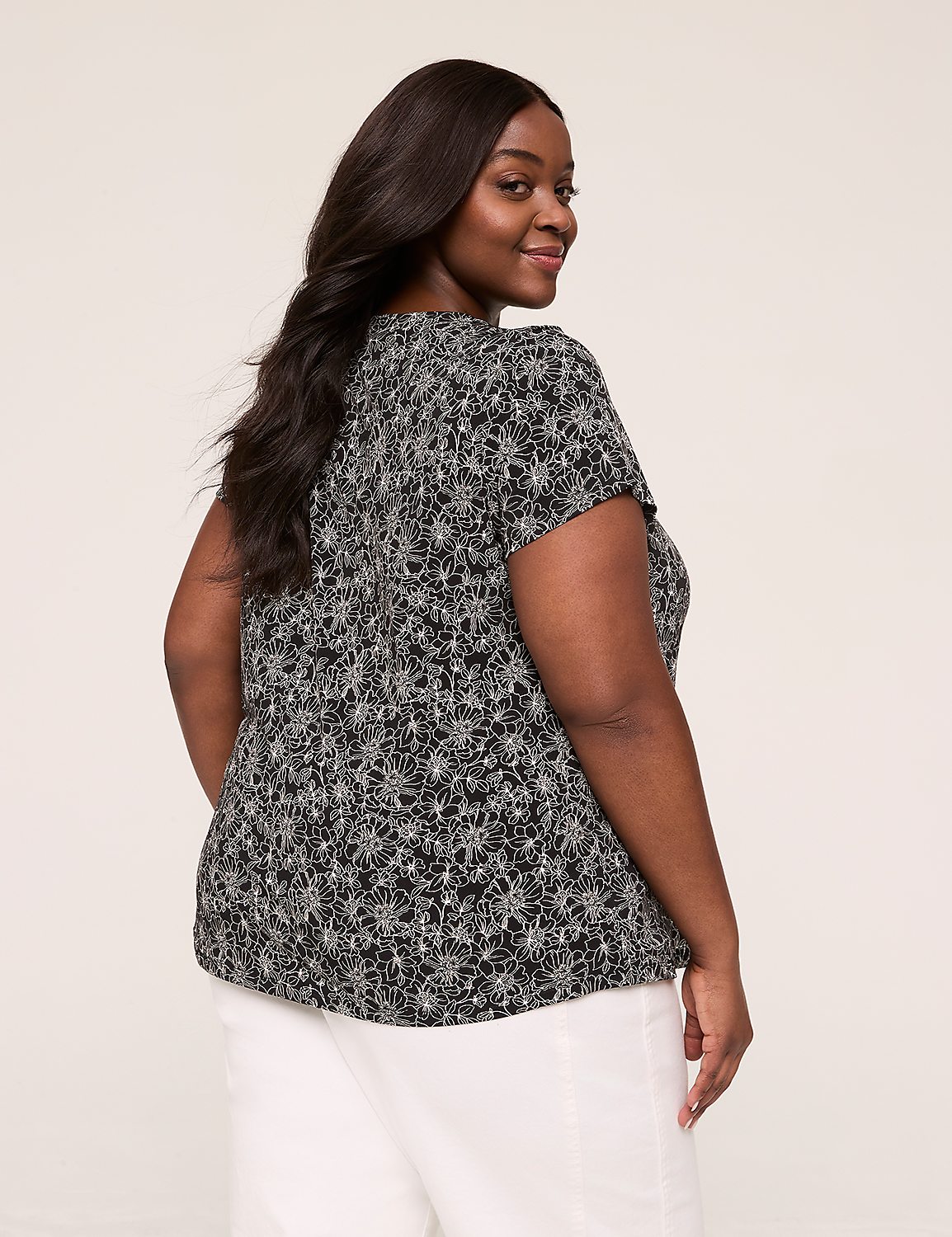 Cap-Sleeve Pleat-Front Top Product Image 2