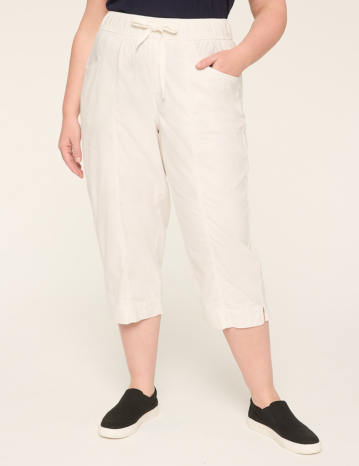 Slub Pull-On Crop Pant Product Image 1