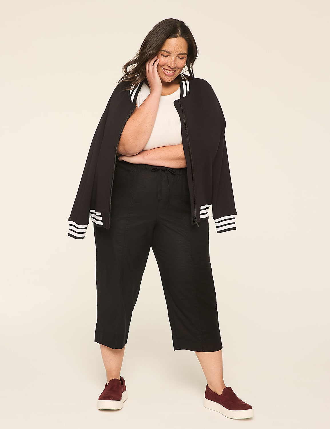 Slub Pull-On Crop Pant Product Image 3