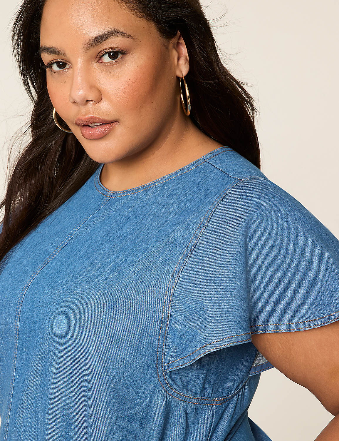 lane bryant denim shirt dress Lane Bryant Women's Plus Shirt Midi Dress