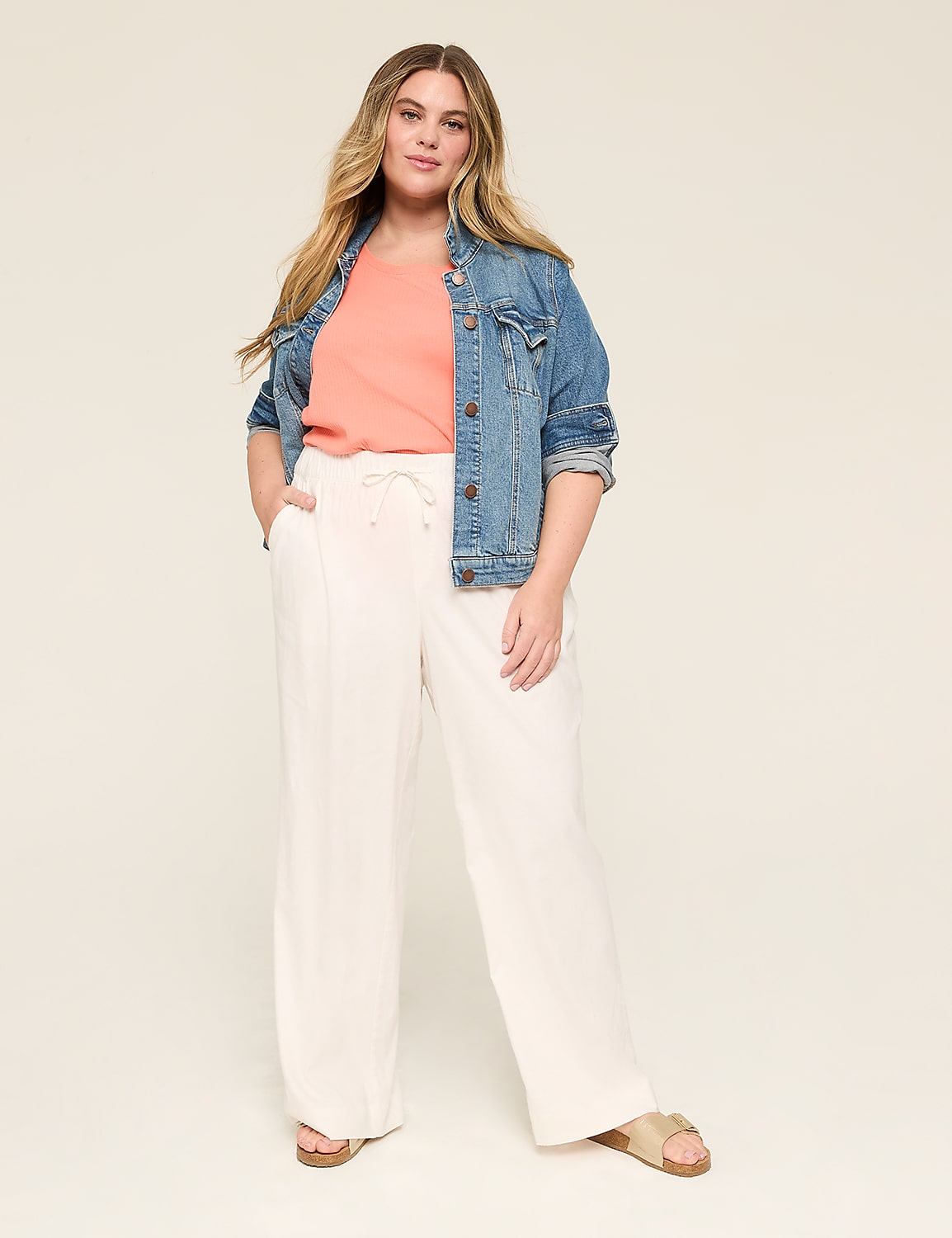 Linen Wide Leg Pant - New Sandal Length Product Image 3