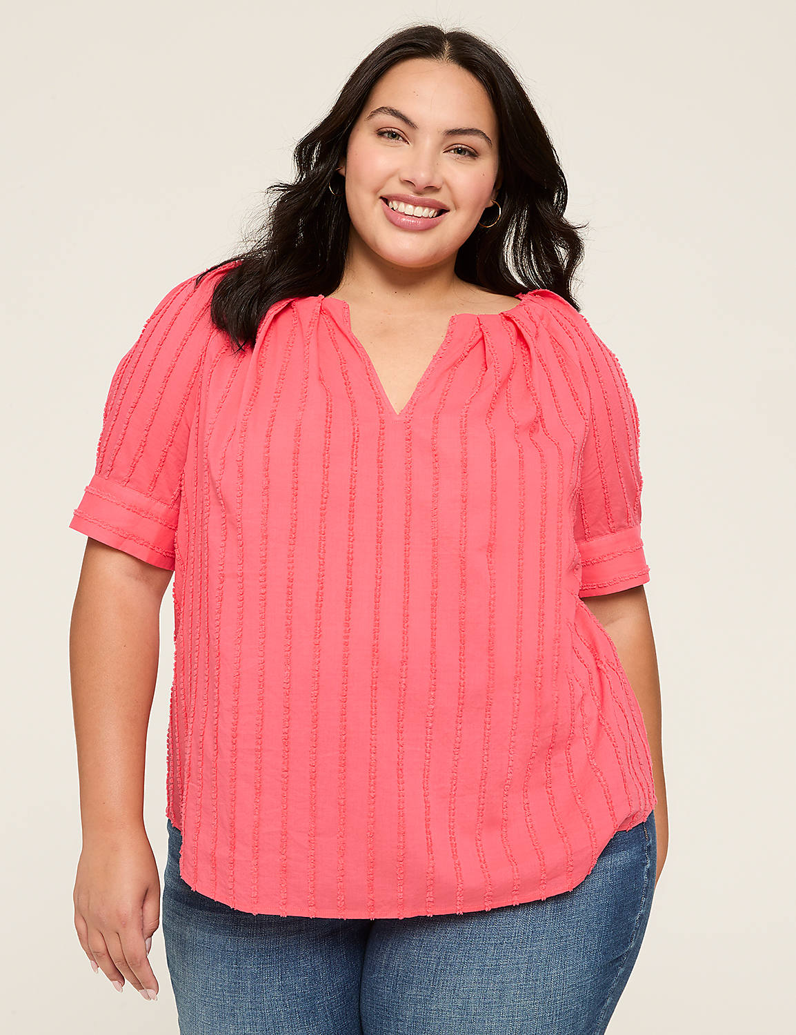 Perfect Sleeve Notch-Neck Popover Blouse Product Image 1