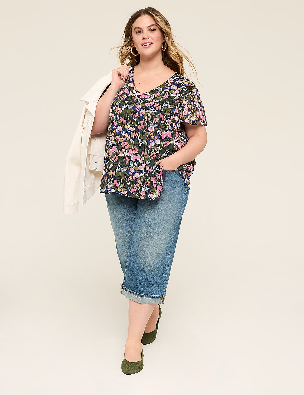 Swing Flutter-Sleeve Popover Top | LaneBryant