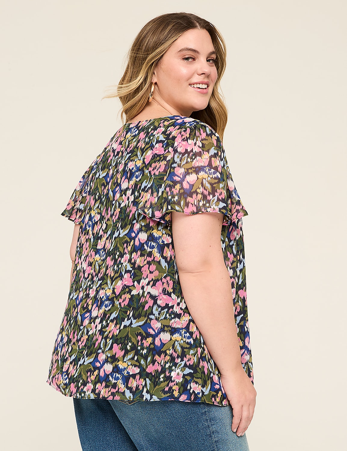 Swing Flutter-Sleeve Popover Top | LaneBryant