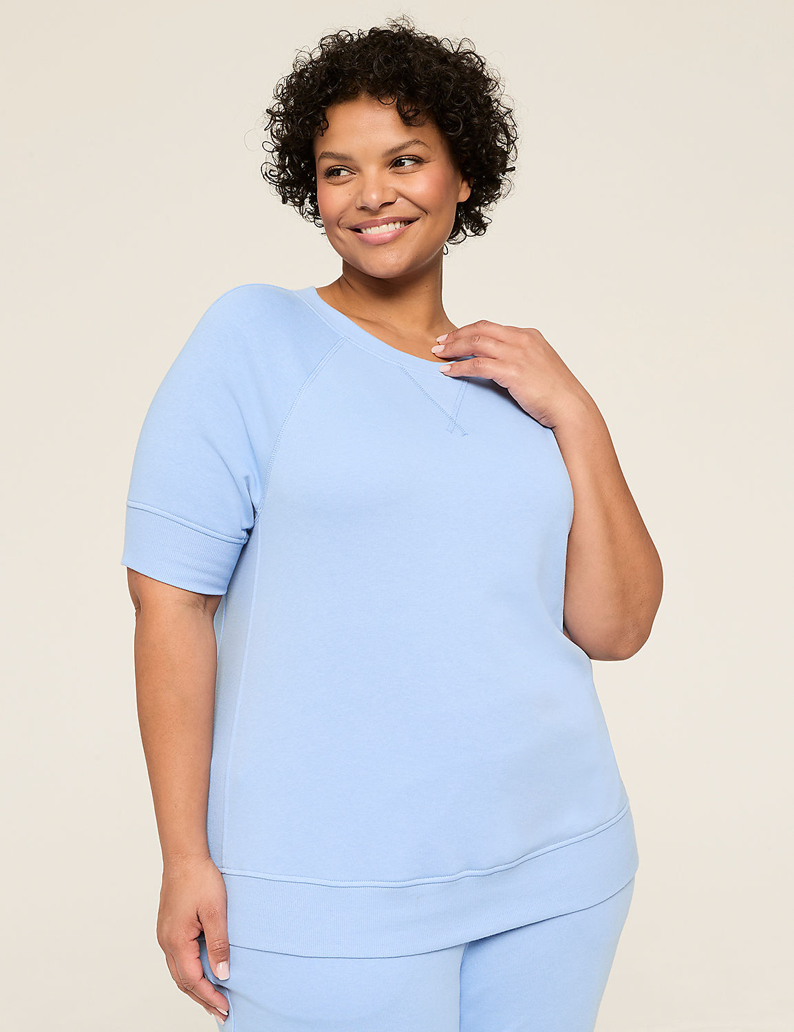 LIVI Elbow-Sleeve Crew-Neck French Terry Sweatshirt Product Image 1