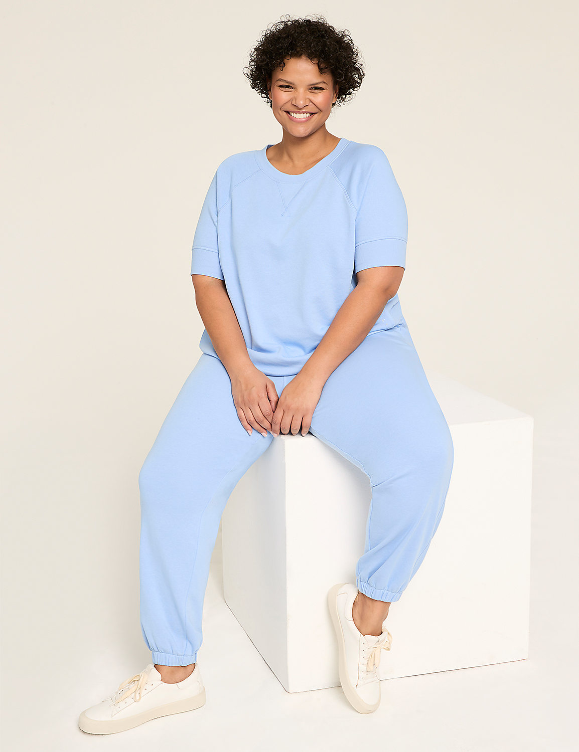 LIVI Elbow-Sleeve Crew-Neck French Terry Sweatshirt Product Image 3