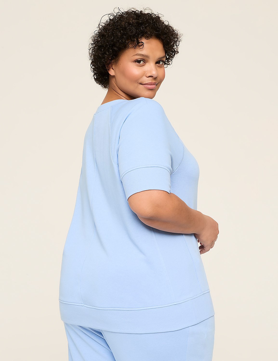 LIVI Elbow-Sleeve Crew-Neck French Terry Sweatshirt Product Image 2