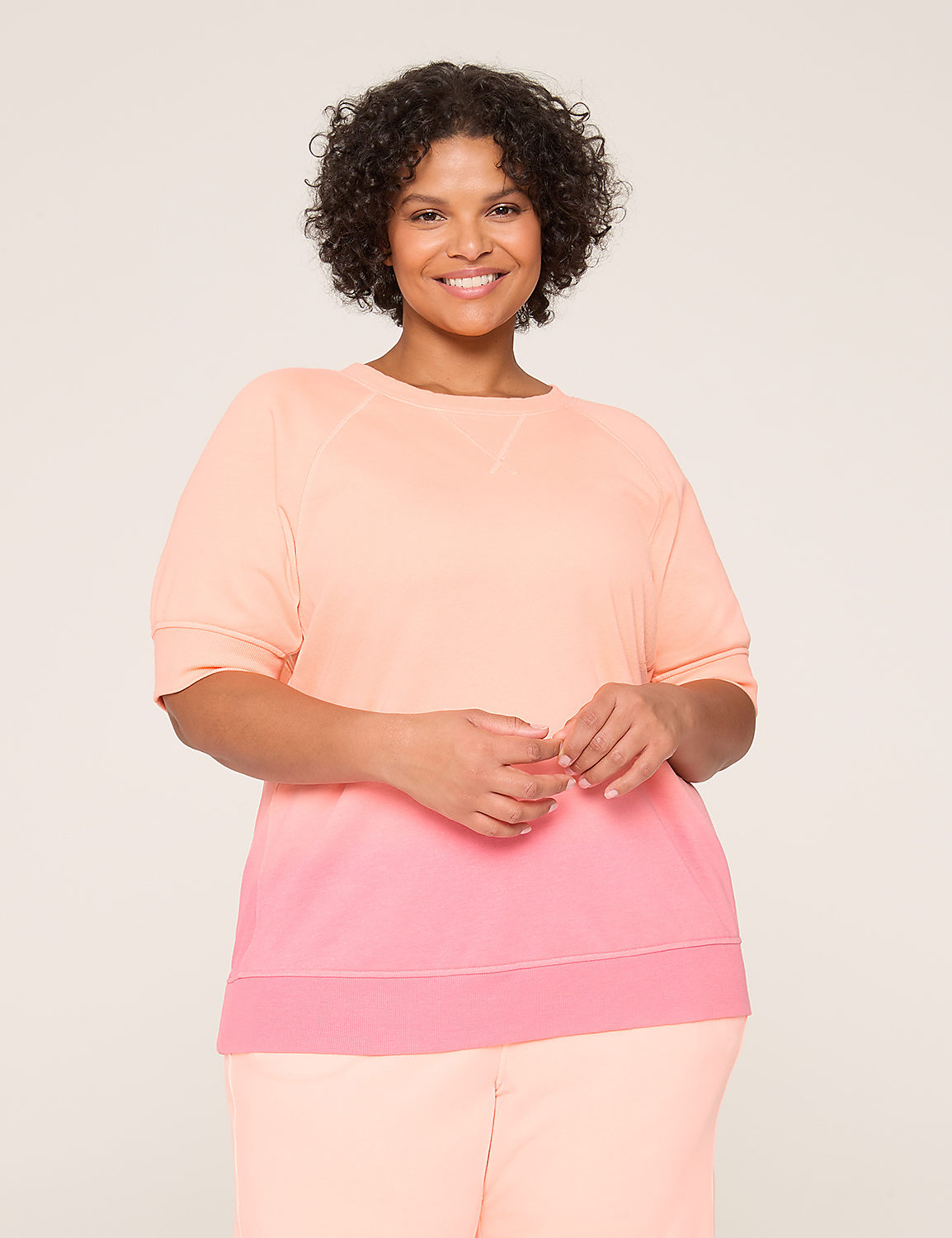 LIVI Elbow-Sleeve Crew-Neck French Terry Sweatshirt Product Image 1