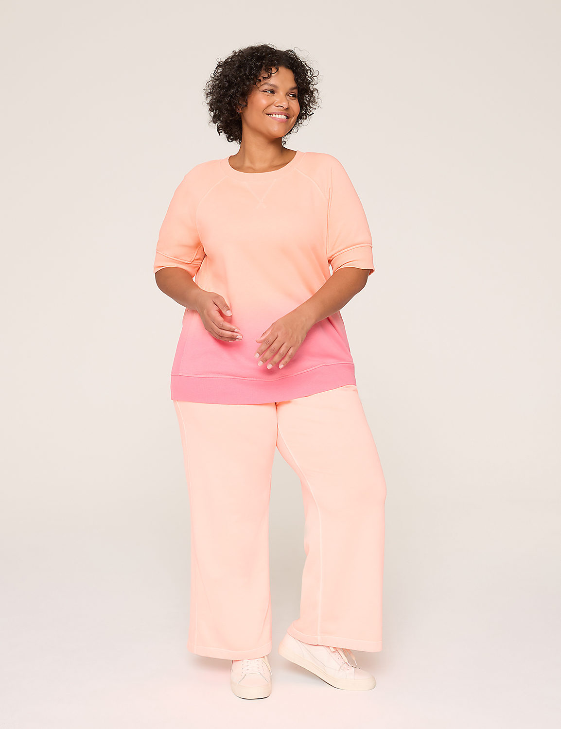 LIVI Elbow-Sleeve Crew-Neck French Terry Sweatshirt Product Image 3