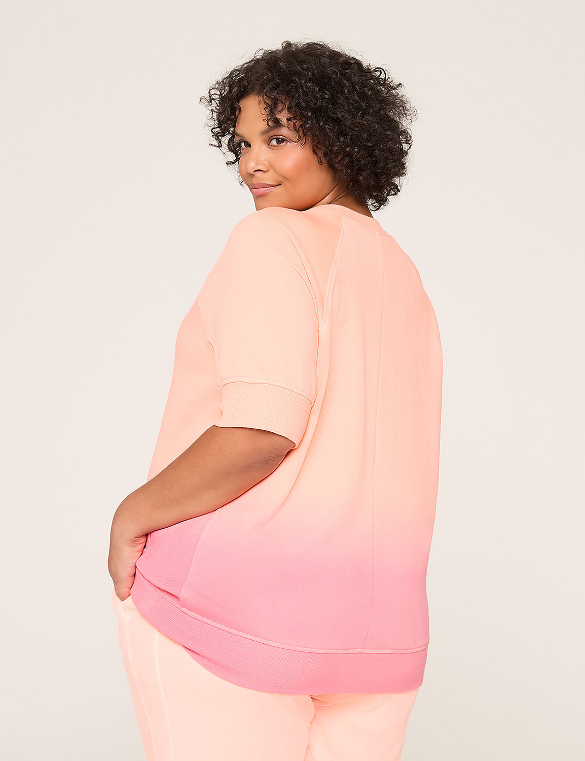 LIVI Elbow-Sleeve Crew-Neck French Terry Sweatshirt Product Image 2