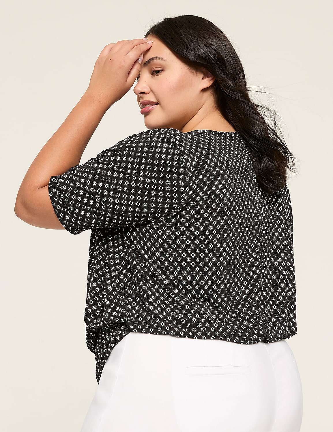 Cowlneck Banded-Hem Blouson Top Product Image 2
