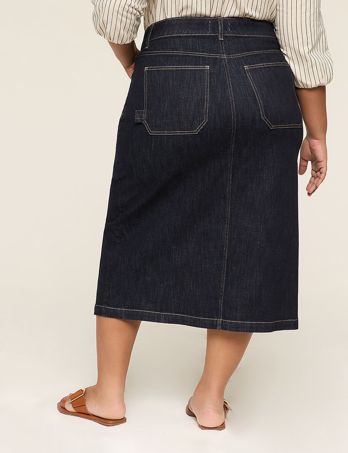 High-Rise Denim Pencil Skirt Product Image 2
