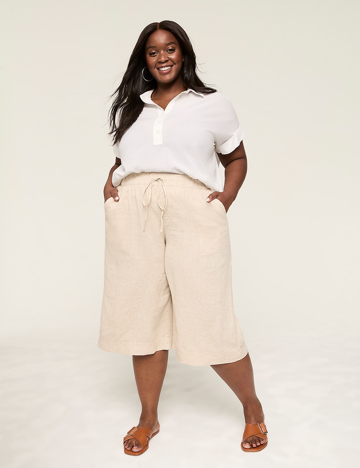 Linen Wide Leg Culotte Product Image 3