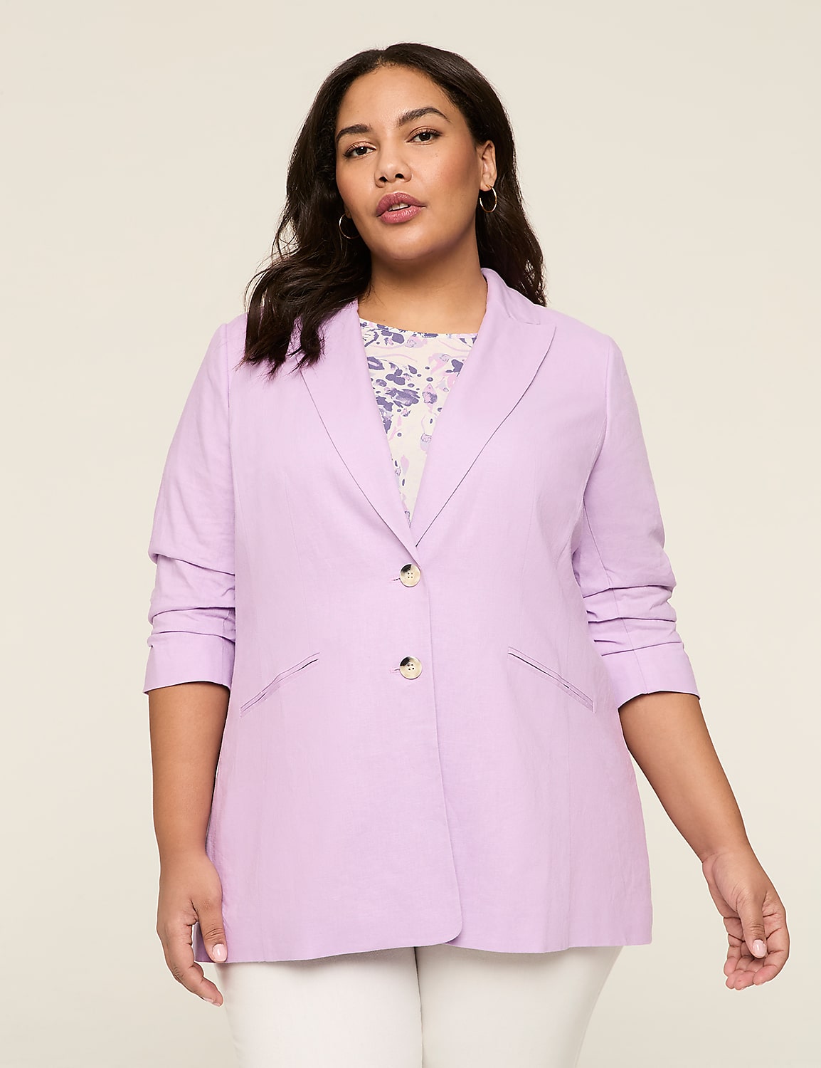 Linen 3/4-Sleeve Jacket Product Image 1
