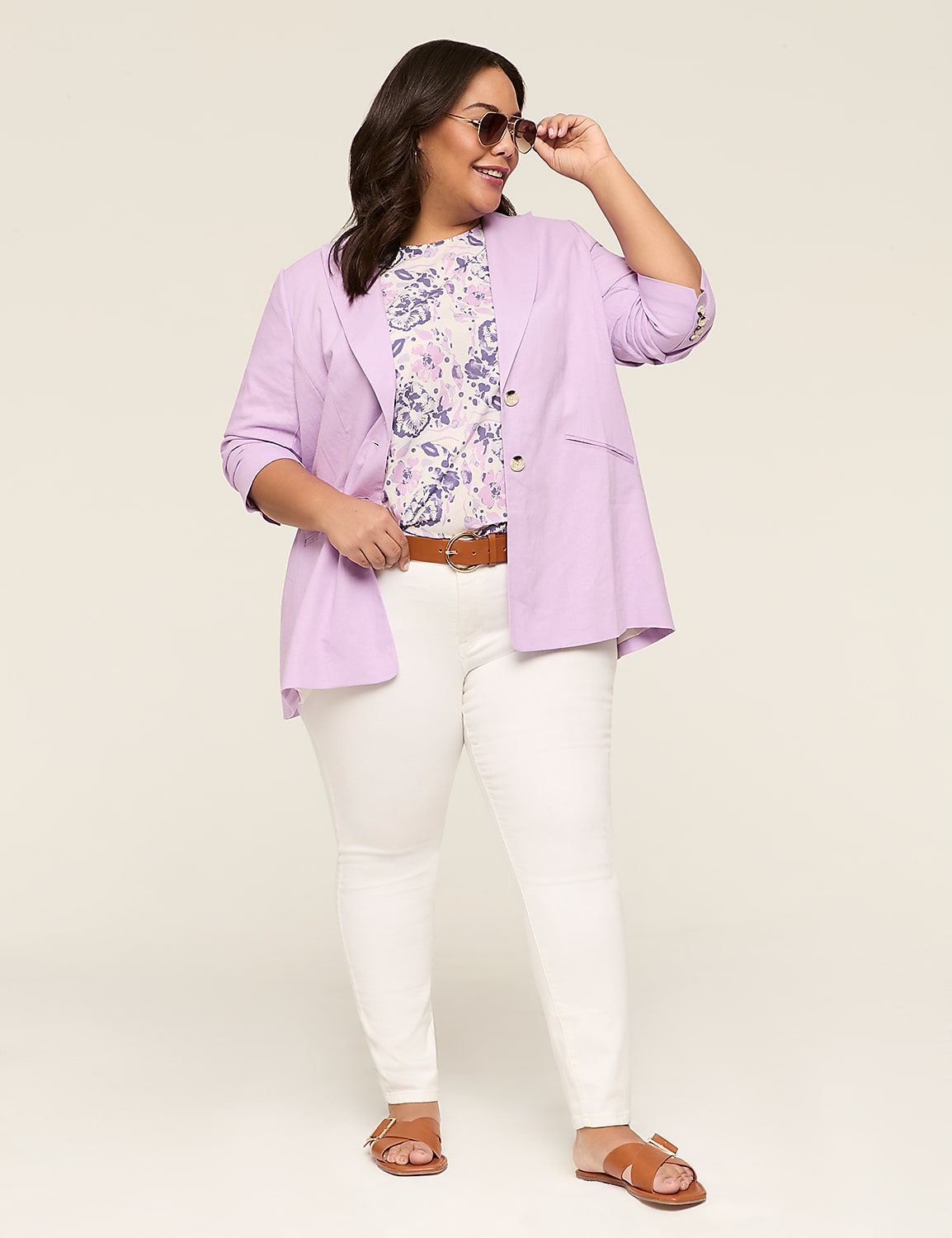 Linen 3/4-Sleeve Jacket Product Image 3