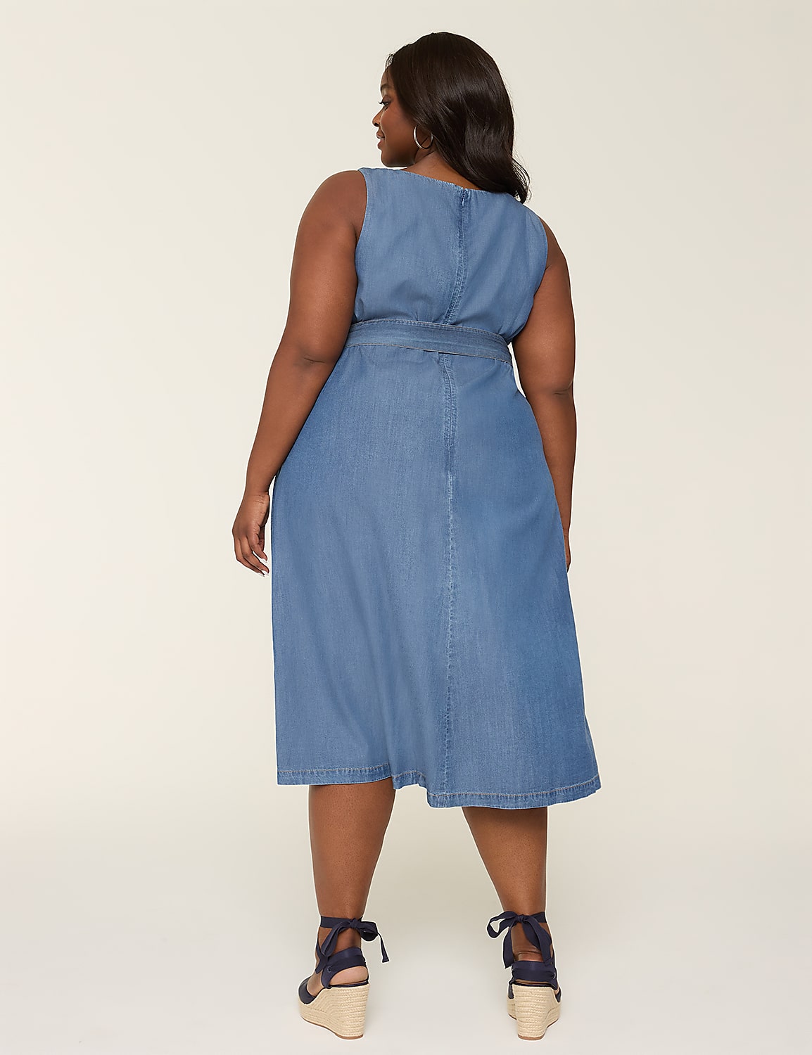 Boatneck Denim Midi Dress Product Image 2