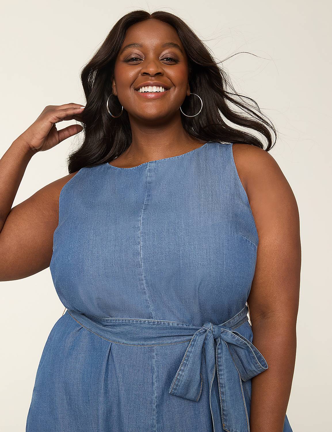 Boatneck Denim Midi Dress Product Image 3