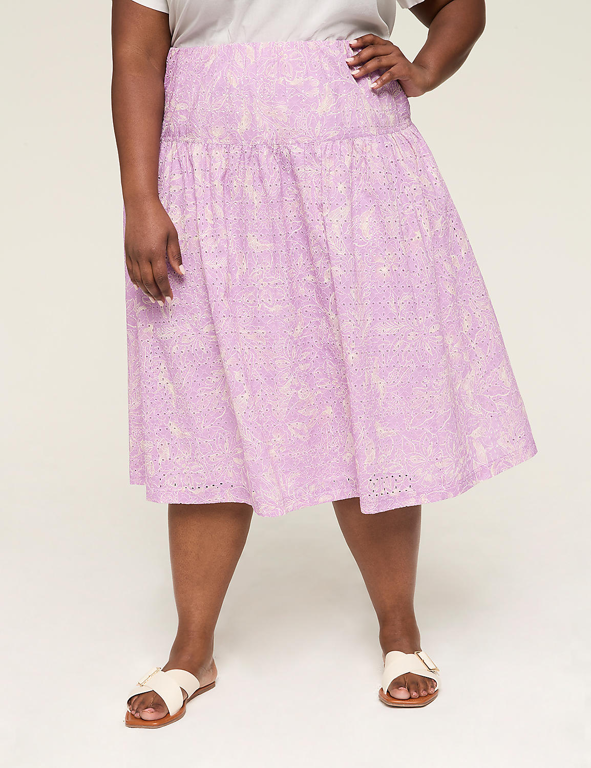 Printed Eyelet Midi Skirt Product Image 1