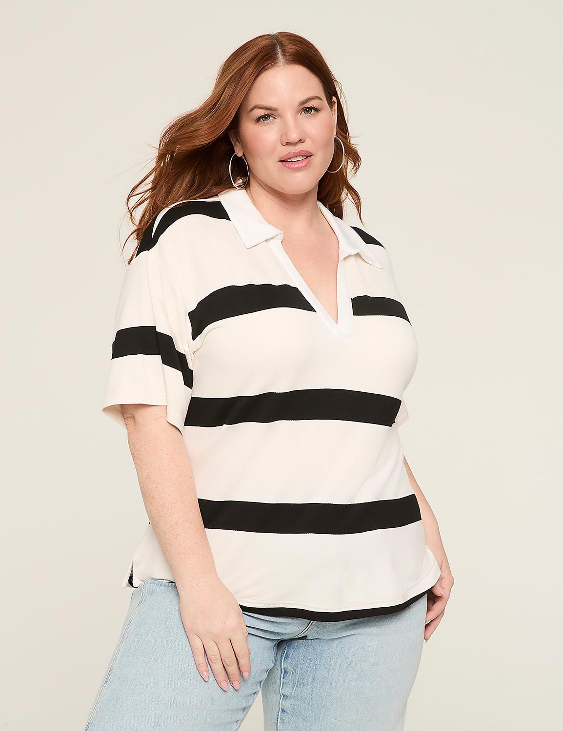 Short-Sleeve Drop-Shoulder Polo Top Product Image 1