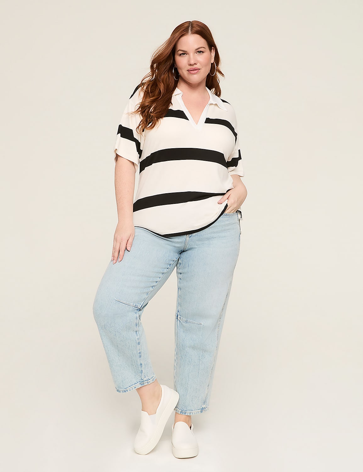 Short-Sleeve Drop-Shoulder Polo Top Product Image 3