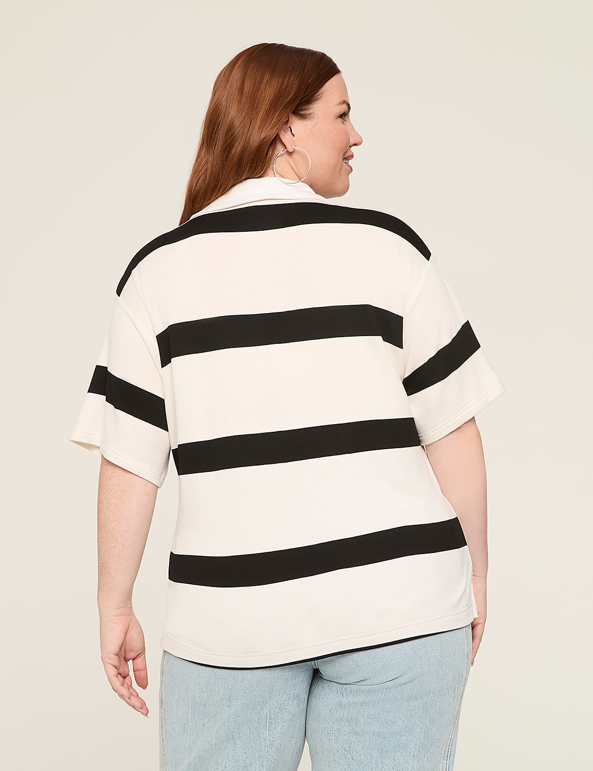 Short-Sleeve Drop-Shoulder Polo Top Product Image 2