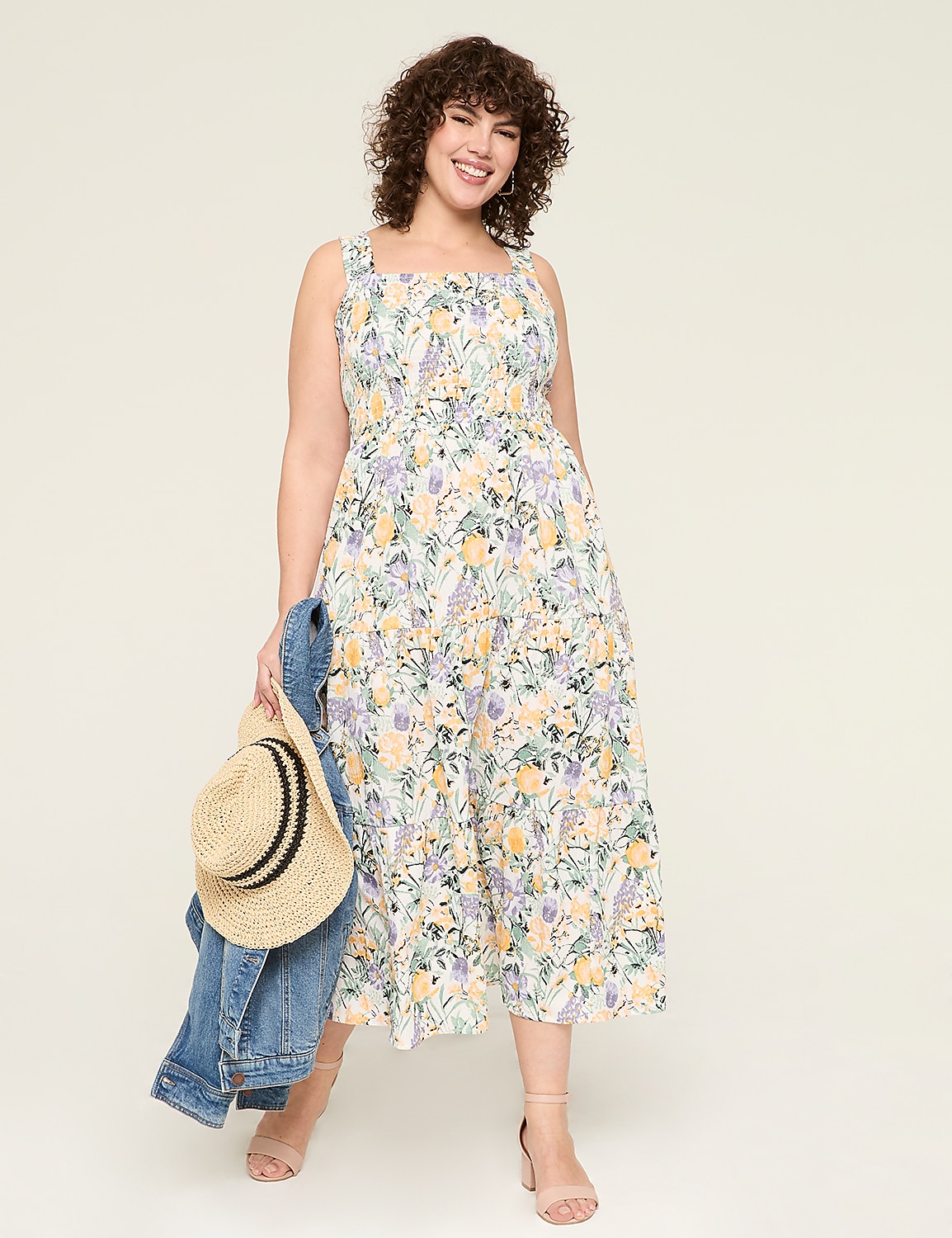 Smocked-Bodice Square-Neck Maxi Dress Product Image 4
