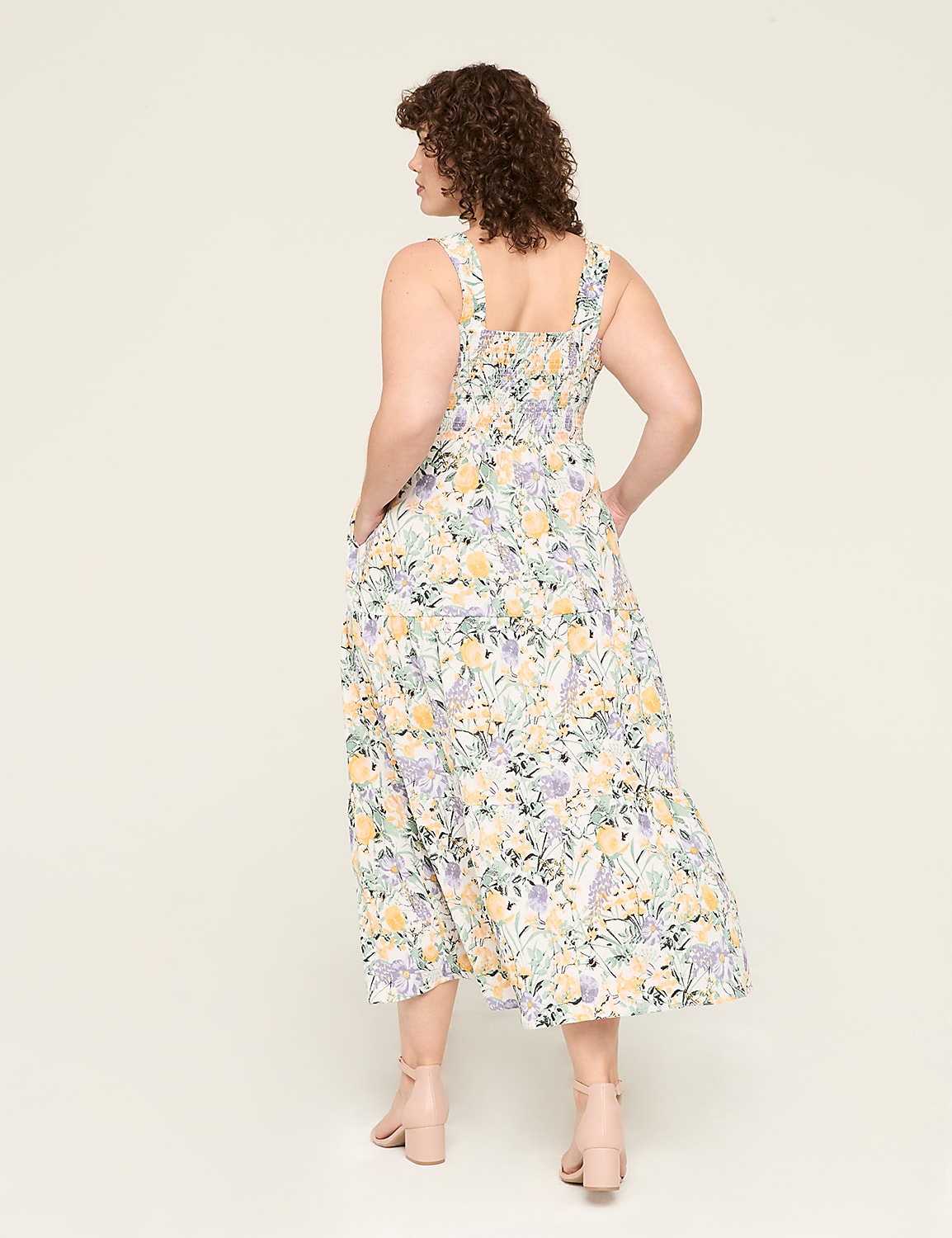Smocked-Bodice Square-Neck Maxi Dress Product Image 2