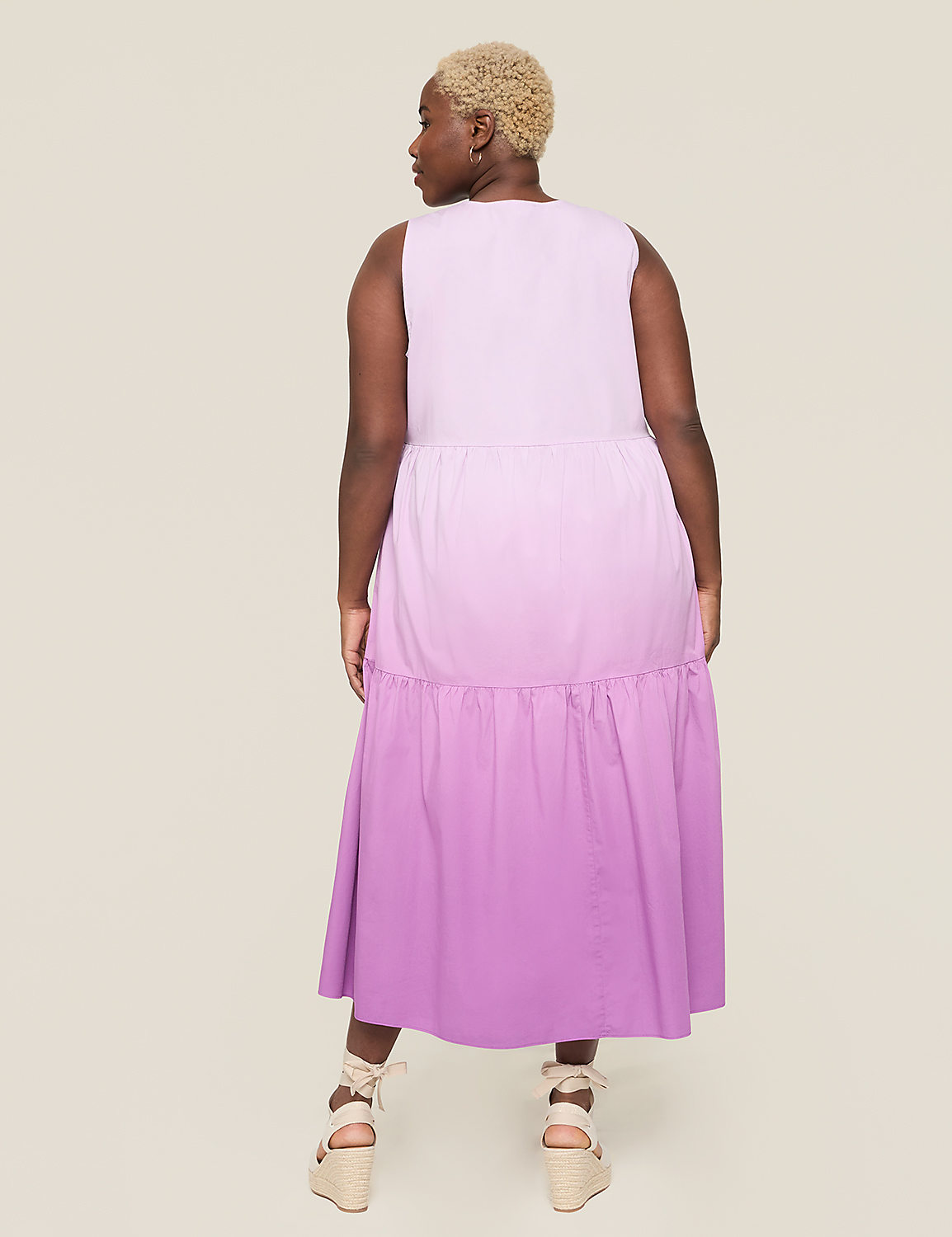 Button-Neck Tiered Maxi Dress Product Image 2