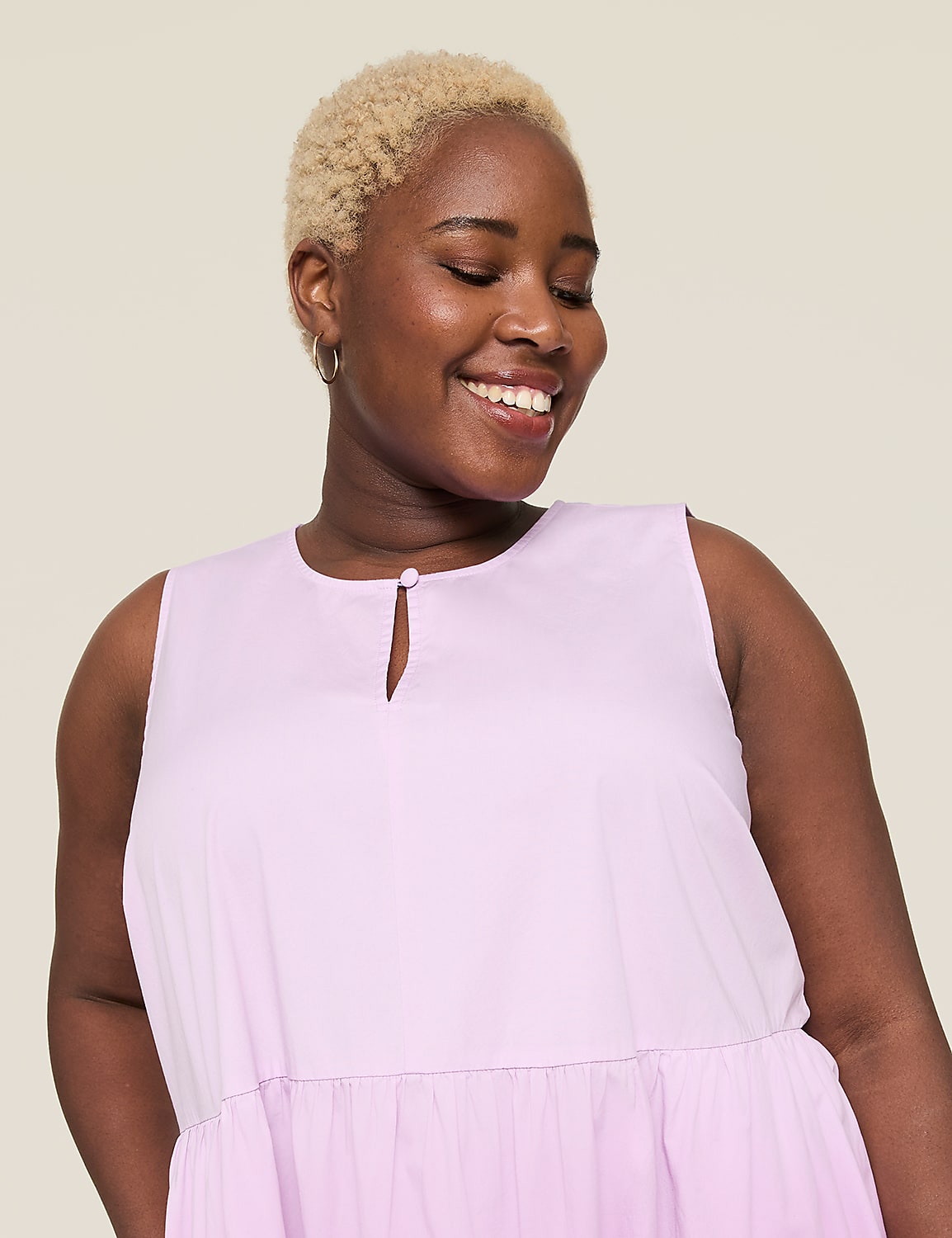 Button-Neck Tiered Maxi Dress Product Image 3
